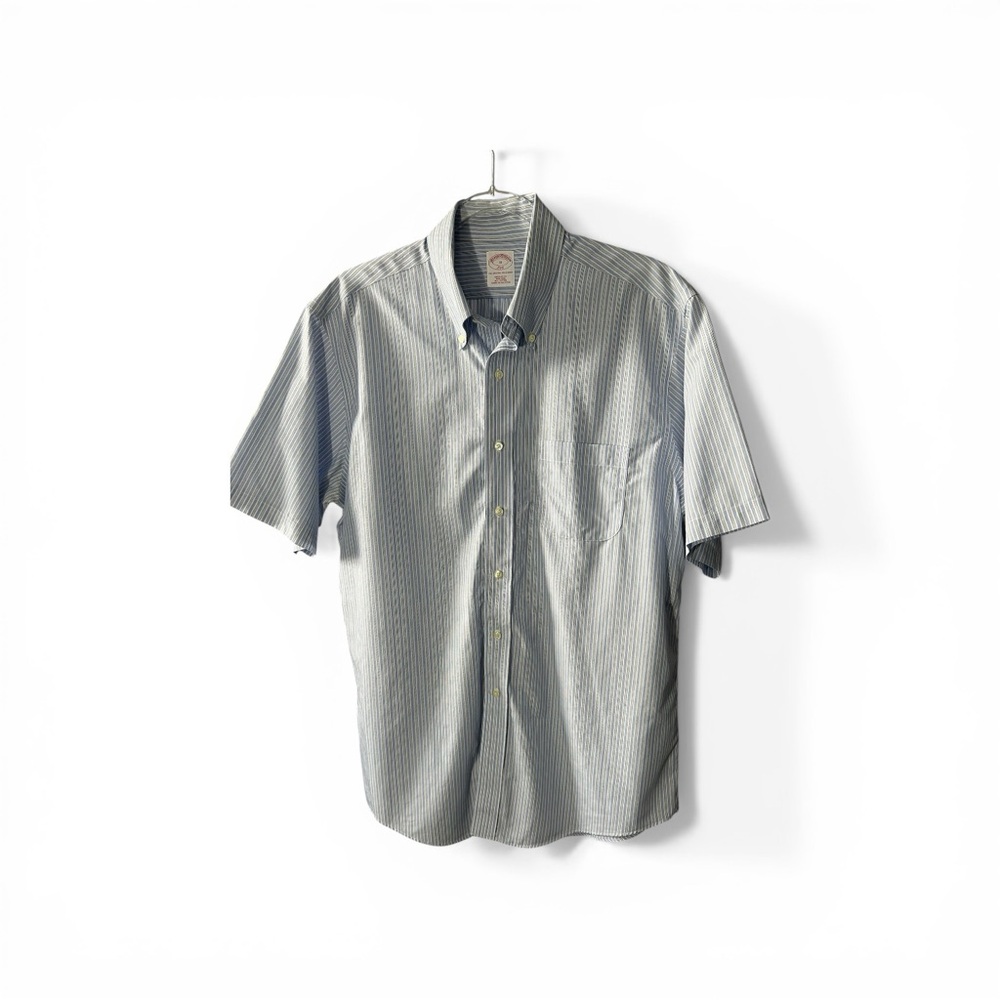 Brooks Brothers Short Sleeve Original Polo Cotton Blue Pinstripe 346 16 neck